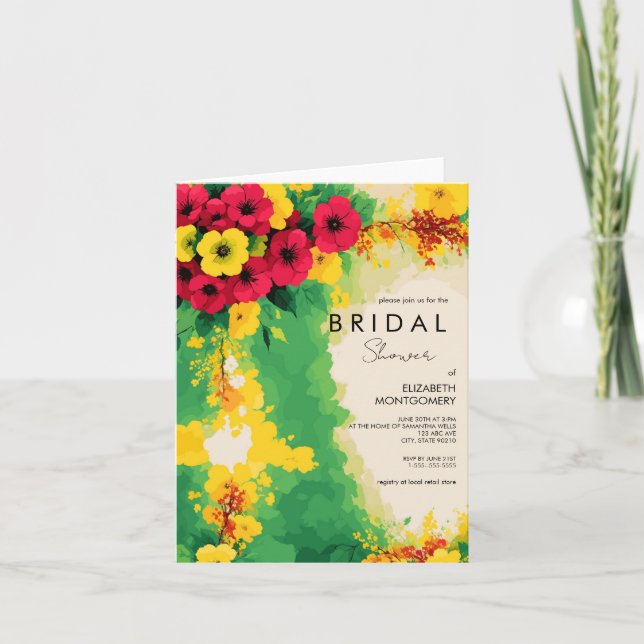 Tropical Floral Reggae Bridal Shower Invitation (Front)