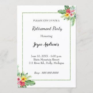 Tropical Floral Retirement Party Invitation