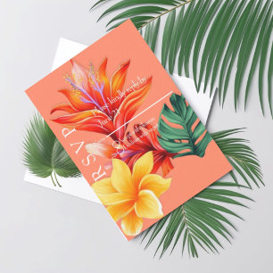 Tropical floral RSVP card