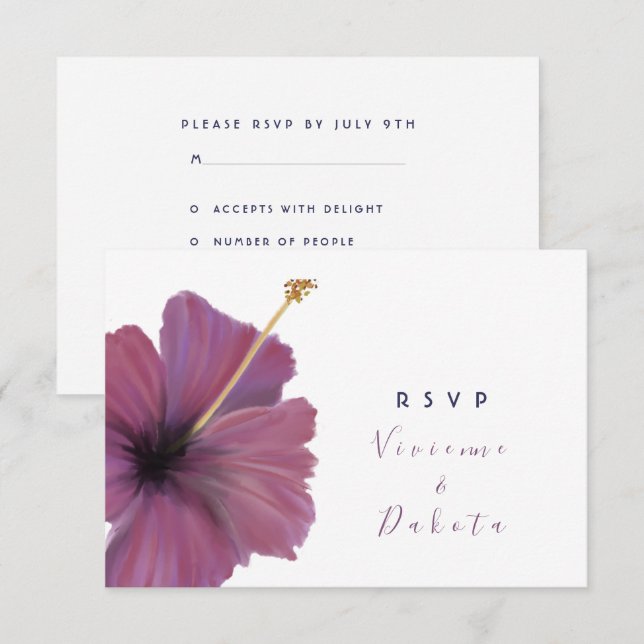 Tropical floral RSVP wedding Invitation (Front/Back)