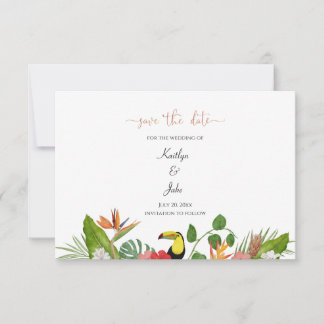Tropical Floral Save the Date Card