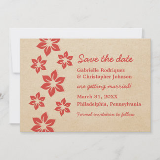 Tropical Floral Save the Date Invite, Red