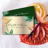 Tropical Floral Script Gold Foil Hair Beauty Salon