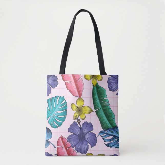 Tropical floral: seamless leaves pattern tote bag (Front)