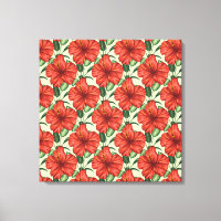 Tropical floral seamless pattern red flowers