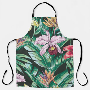 Tropical floral seamless pattern with exotic flowe apron