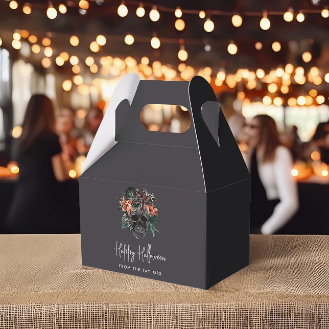 Tropical Floral Skull Halloween Favor Box (Creator Uploaded)