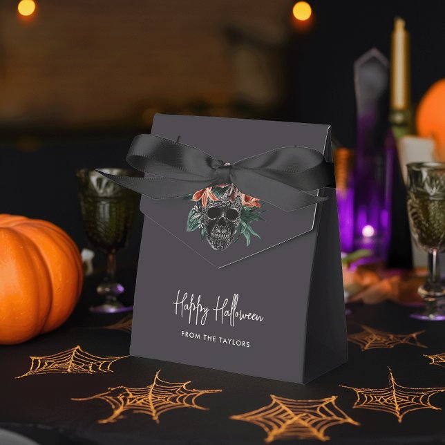 Tropical Floral Skull Halloween Favor Box (Creator Uploaded)