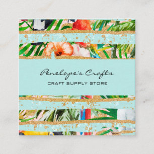 Tropical Floral Square Business Card