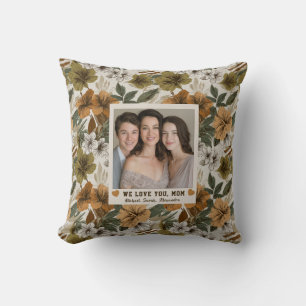 Tropical Floral StepMom Mother Birthday Photo Boho Throw Pillow