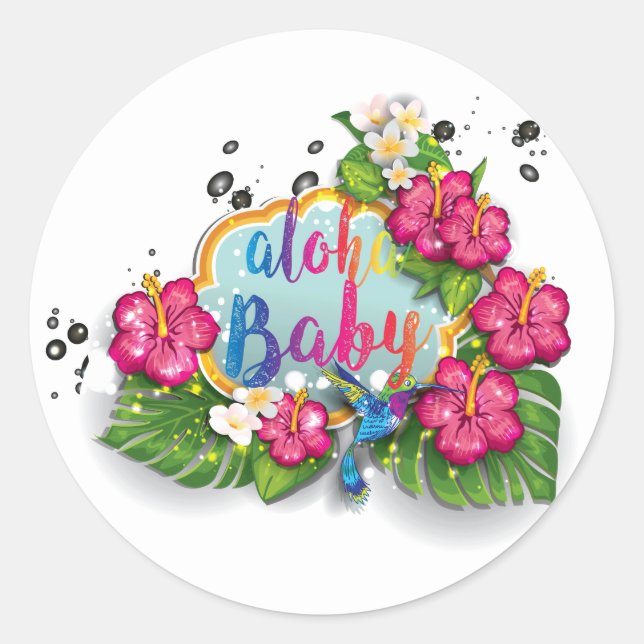 Tropical Floral Summer Aloha Baby sticker (Front)