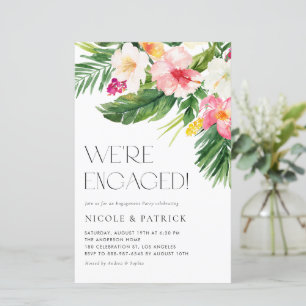 Tropical Floral Summer Engagement Party Invitation