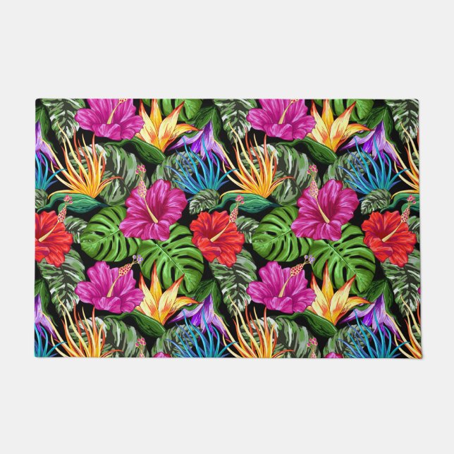 Tropical Floral Summer Mood Pattern Doormat (Front)