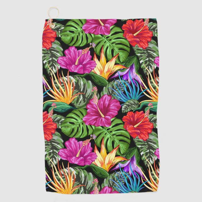 Tropical Floral Summer Mood Pattern Golf Towel (Front)