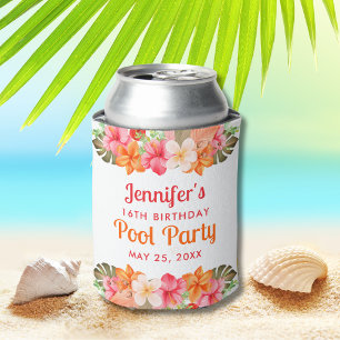 Tropical Floral Swimming Pool Party Can Cooler