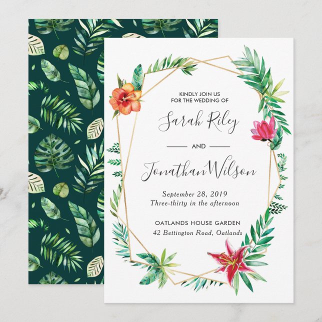 Tropical Floral Terrarium Wedding invitation (Front/Back)