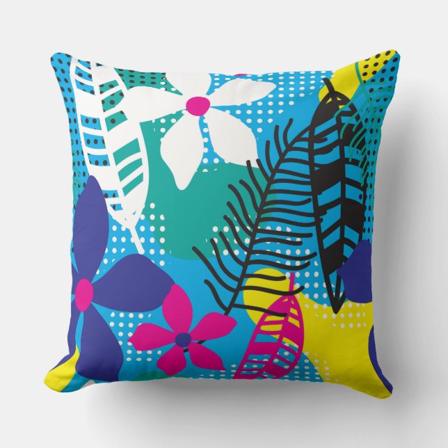 Tropical Floral Throw Pillow (Front)