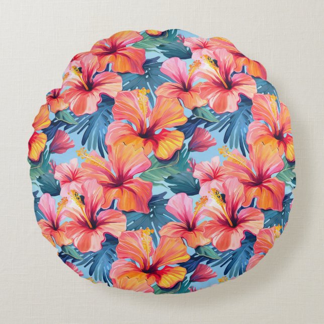 Tropical Floral Throw Pillow (Front)