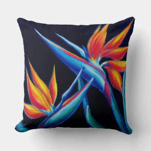 Tropical floral throw pillow