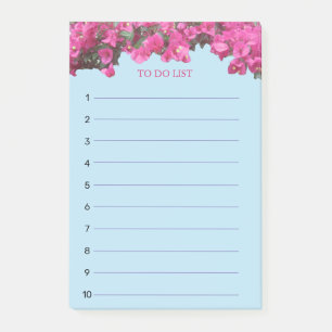 Tropical Floral To Do List on Light Blue Post-it Notes
