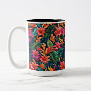 Tropical Floral Two-Tone Coffee Mug