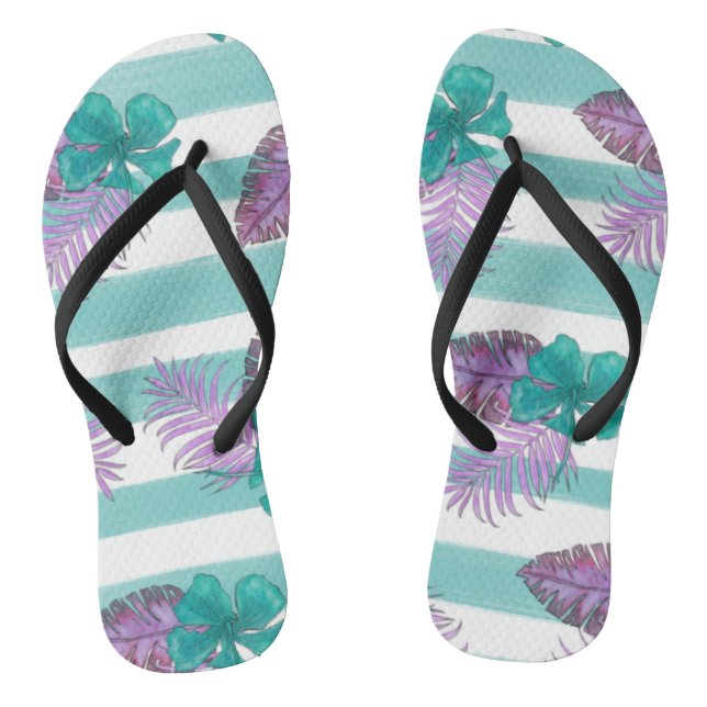 Tropical Floral Umbrella Flip Flops (Footbed)