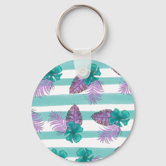 Tropical Floral Umbrella Keychain (Front)