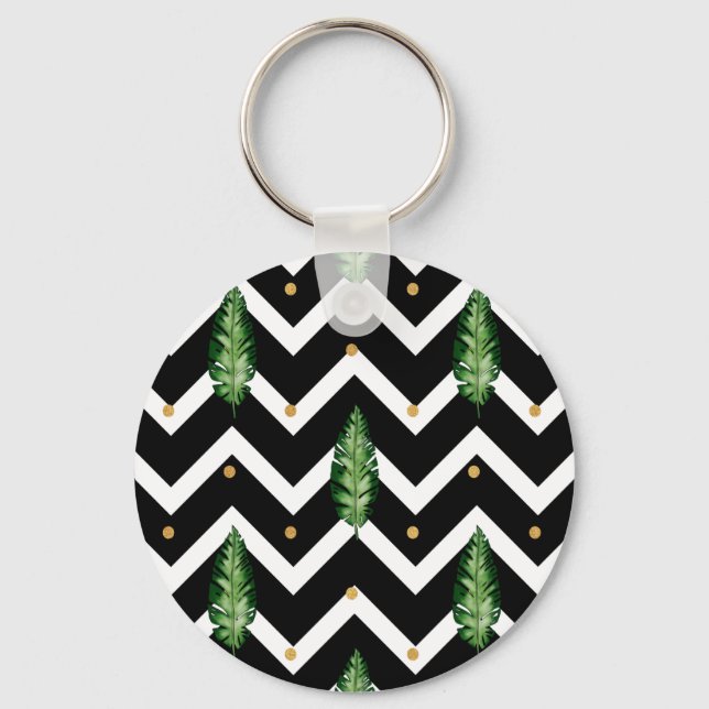 Tropical Floral Vines Keychain (Front)