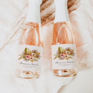 Tropical Floral Vintage Bridal Shower Sparkling Wine Label