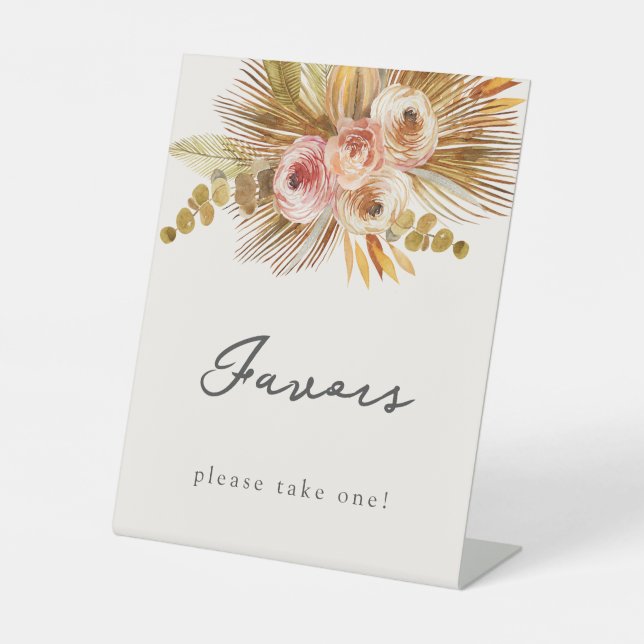 Tropical Floral Vintage Favours Pedestal Sign (Front)