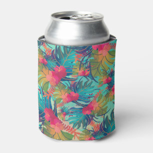 Tropical Floral Watercolor Can Cooler