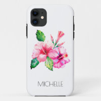 Tropical Floral Watercolor Hibiscus Personalized