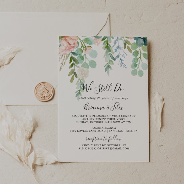 Tropical Floral We Still Do Vow Renewal Invitation (Creator Uploaded)