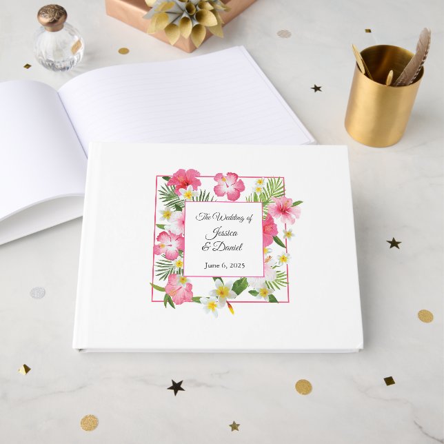 Tropical Floral Wedding Guest Book (Front Open)