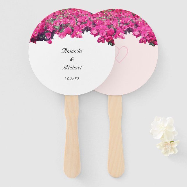 Tropical Floral Wedding Hand Fan (Front and Back)