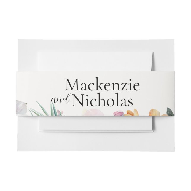Tropical Floral Wedding Invitation Belly Band (Front Example)