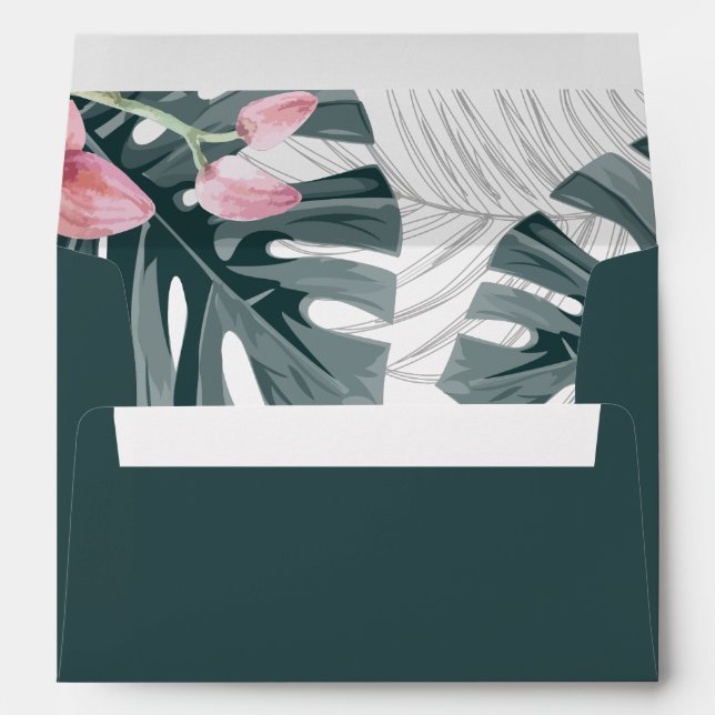 Tropical Floral Wedding Personalized Envelope (Back (Bottom))