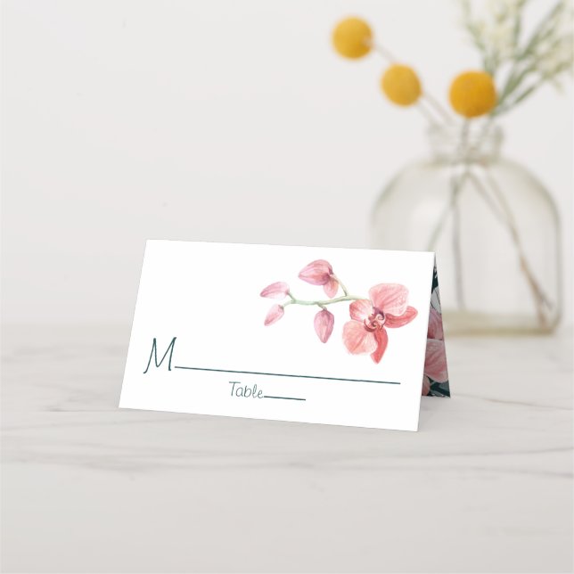 Tropical Floral Wedding Personalized Place Card (Front)
