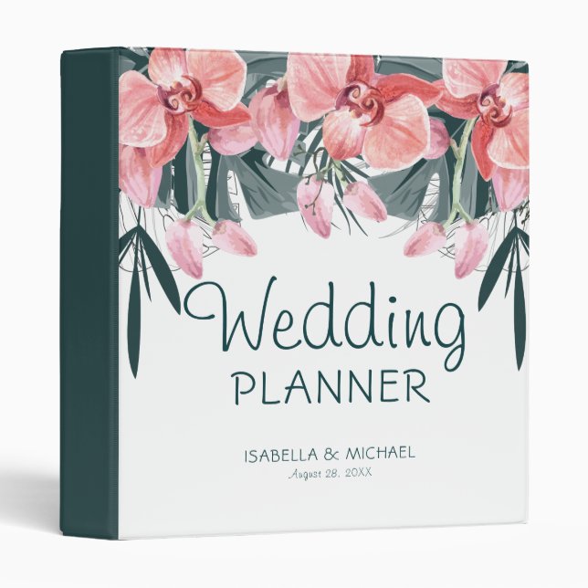 Tropical Floral Wedding Planner Binder (Front/Spine)
