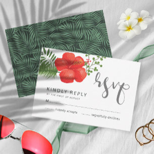 Tropical Floral Wedding RSVP ID475 Card