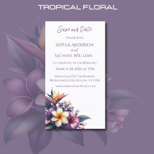 Tropical Floral Wedding-Save the Date- Business Card