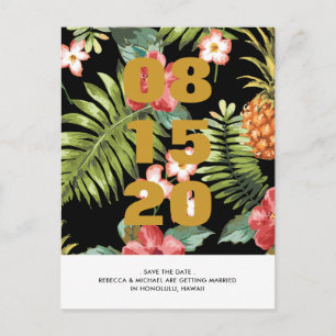 Tropical Floral Wedding Save the Date Postcard