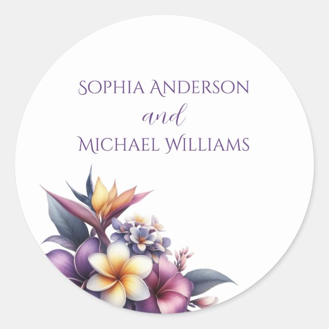 Tropical Floral- Wedding Stickers (Front)