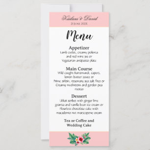 Tropical Floral wedding theme menu card