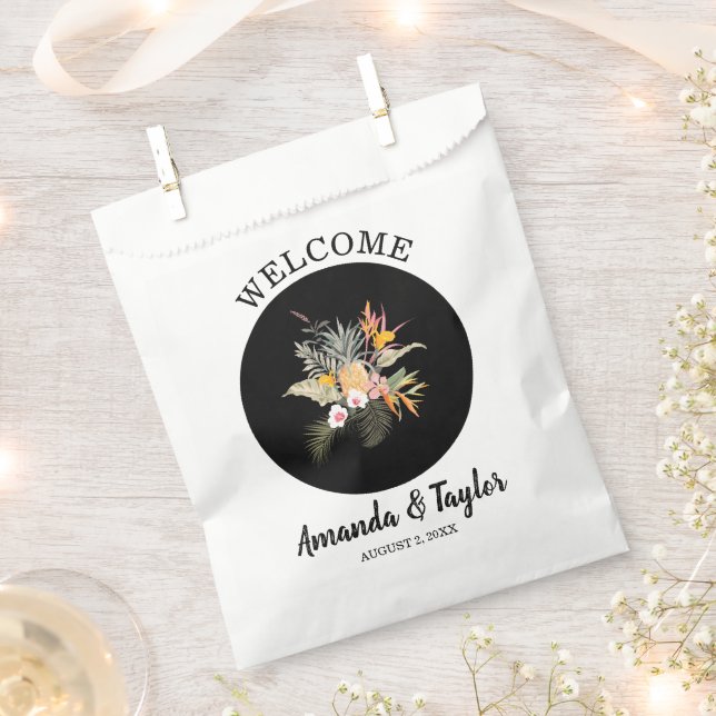 Tropical Floral Wedding Welcome Favour Bag (Clipped)