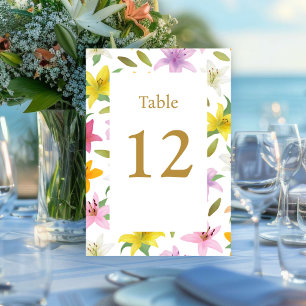 Tropical Floral White Exotic Summer Wedding Table Number