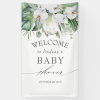 Tropical Floral White King Protea Baby Shower