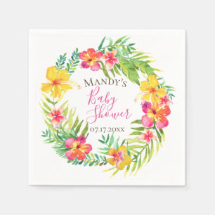 Tropical Floral Wreath Personalized Napkin
