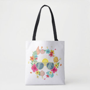 Tropical Floral Wreath Sunglasses White Canvas Tot Tote Bag