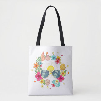 Tropical Floral Wreath Sunglasses White Canvas Tot Tote Bag